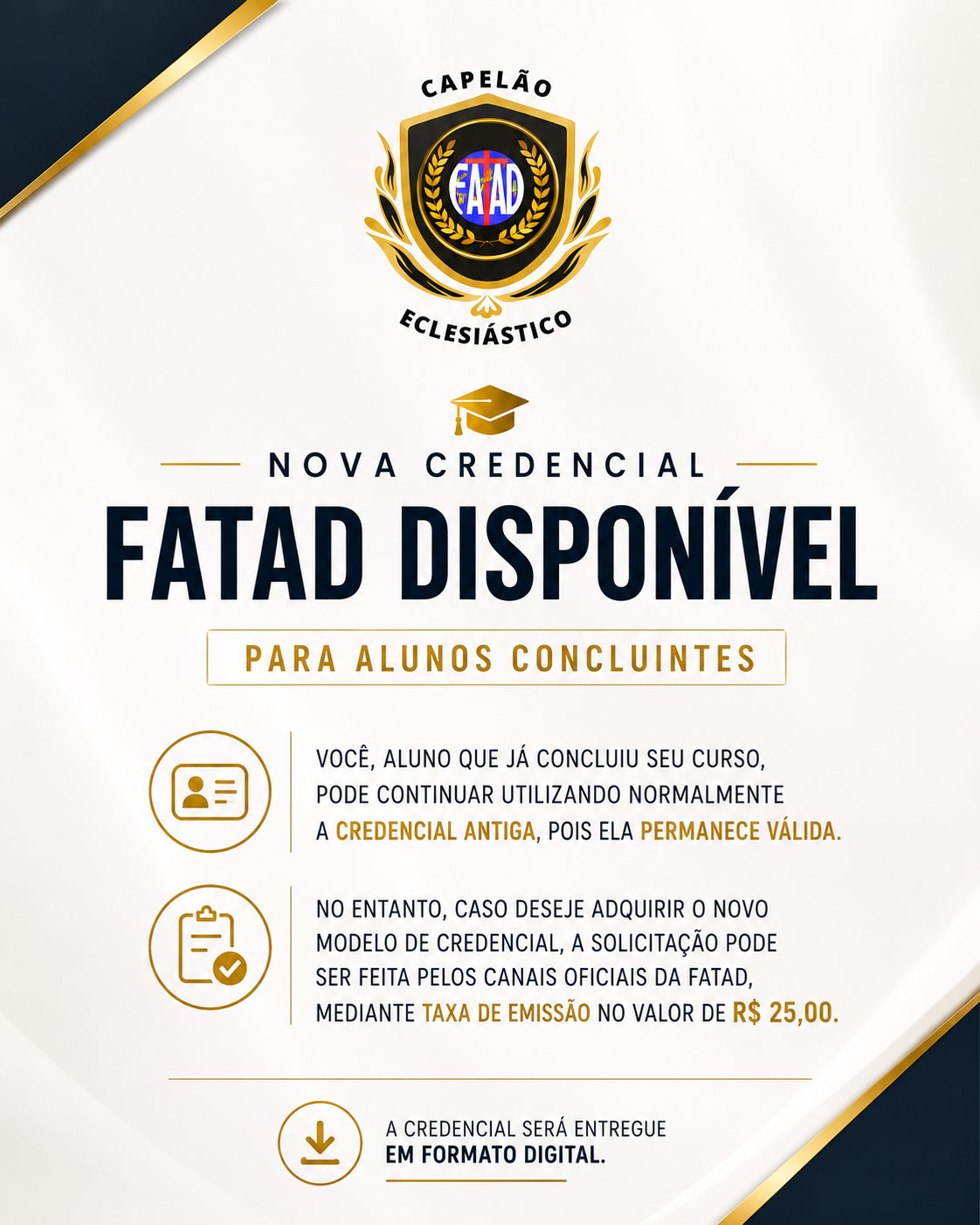 Aviso sobre a Nova Credencial FATAD